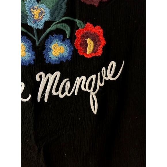 Miss Me Black Embroidered Button up Mini Dress Birds Western Cowgirl Y2K LARGE - Picture 9 of 10